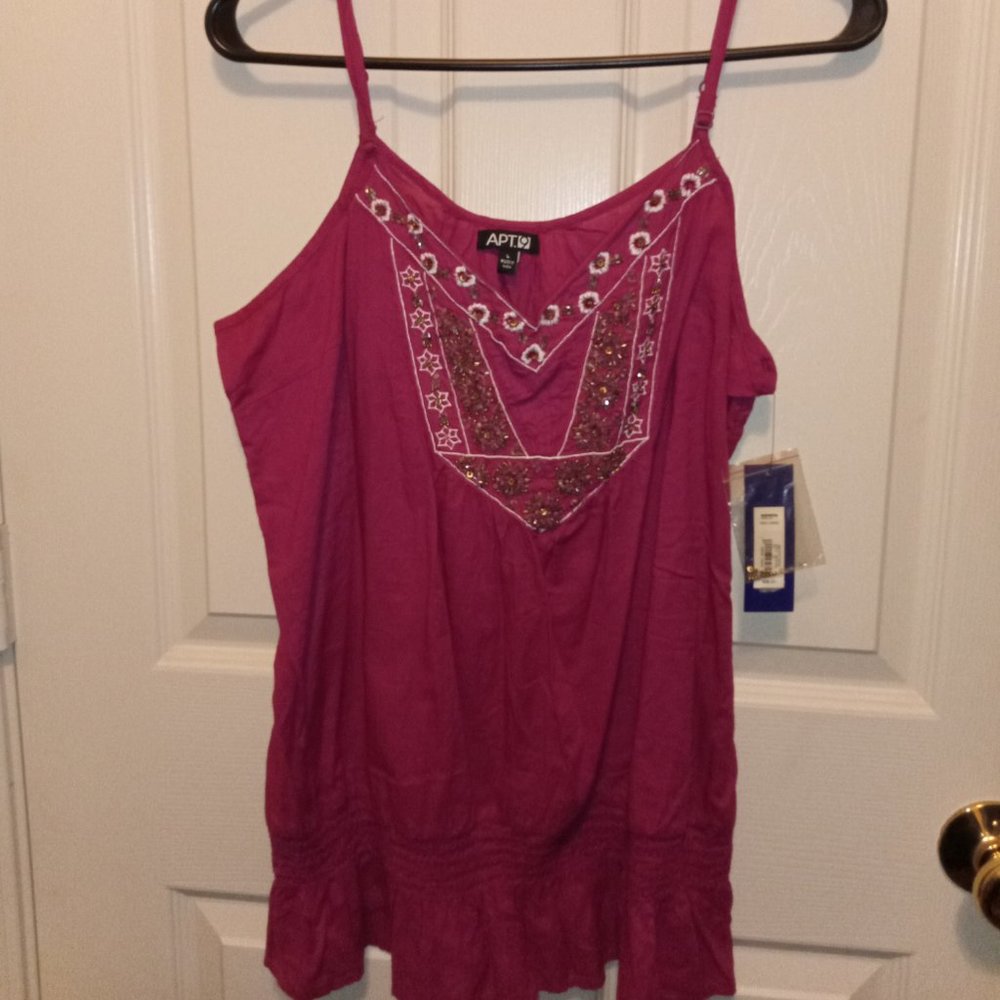 Apt 9 Hot Pink Bohemian Embellished Tank Top Size Large